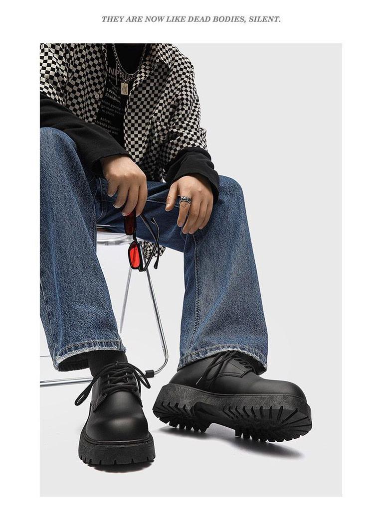 Men's Winter Derby Shoes - High-End British Style, Round-Toe Leather with Thick Sole, Japanese-Inspired Suit Shoes