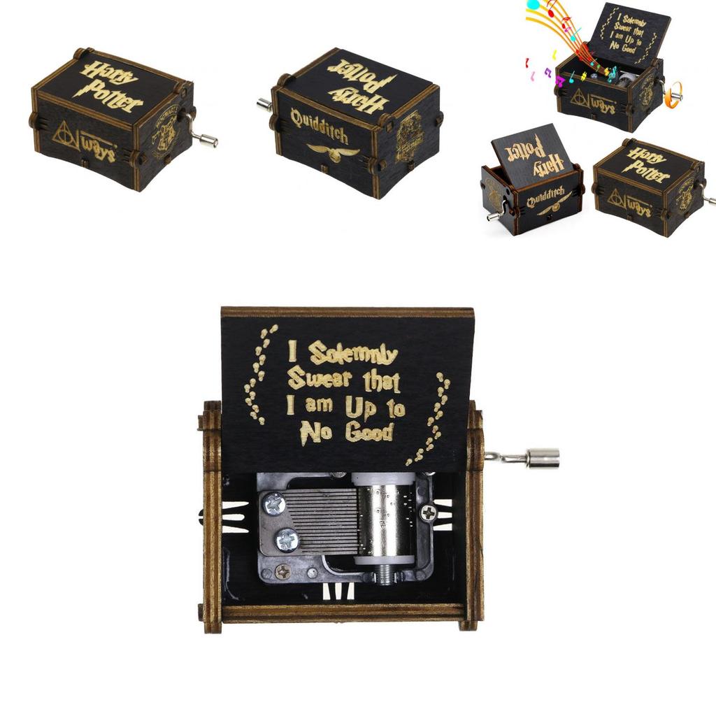 Black Potter Harry Music Box Engraved Wooden Music Box Interesting Toy Xmas Gift