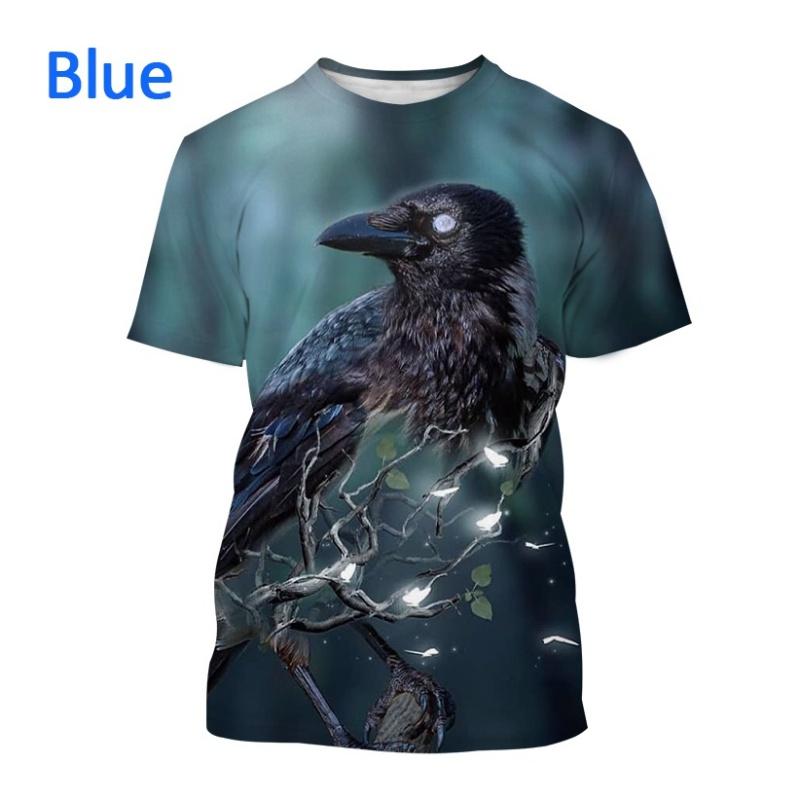 Bird King Eye Pattern T-shirt Men's Cool Bird 3D Printed Summer Breathable Round Neck Short Sleeve Top