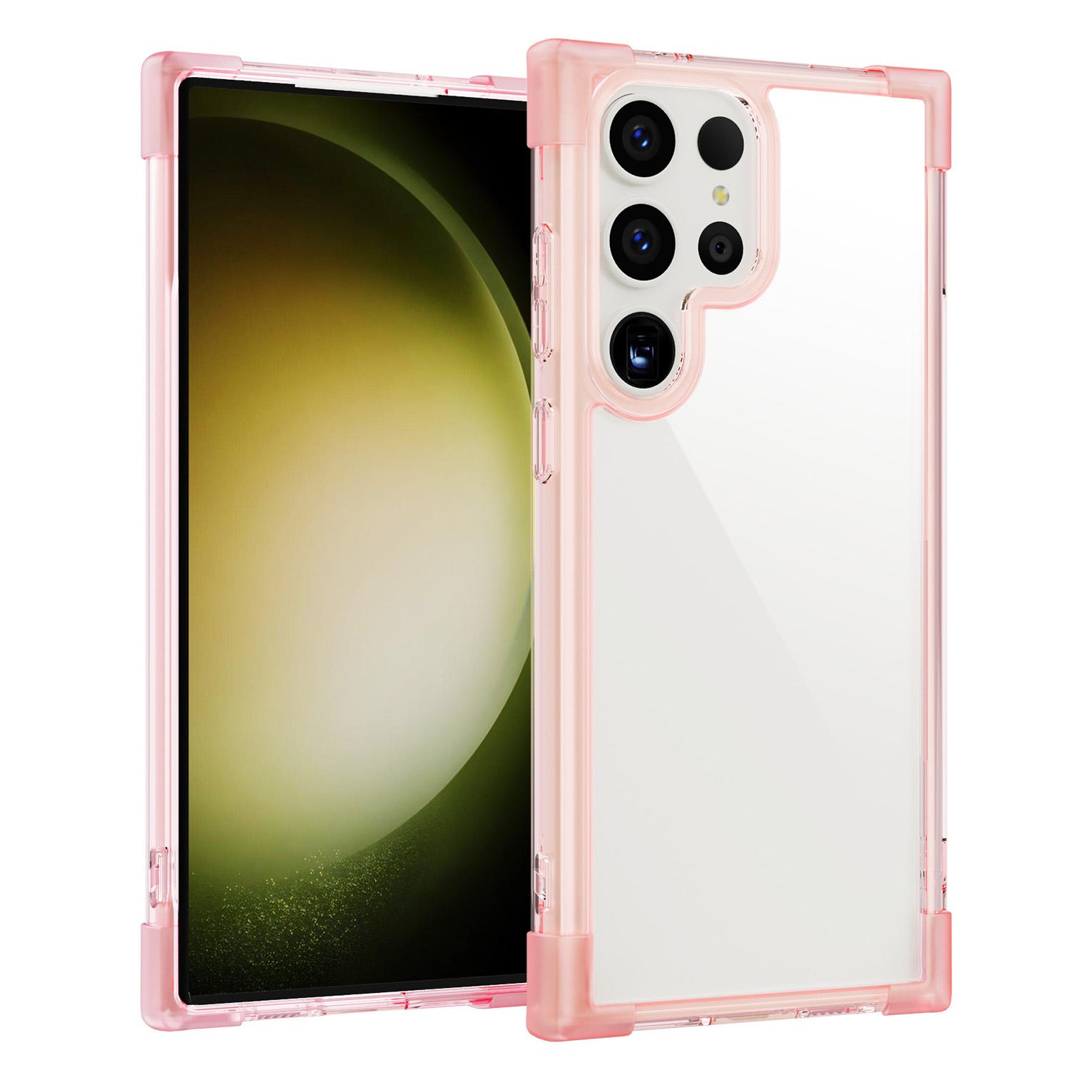 

For Samsung Galaxy S23 Ultra Case Reinforced Corners TPU+Acrylic Clear Phone Back Cover Transparent Pink