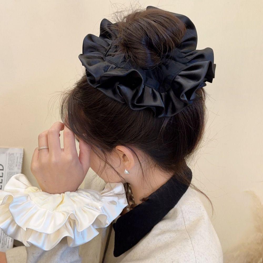 Flower Shape Pleated Hair Scrunchies Elegant Exaggerated Hair Rope Oversized Hair Tie  Ladies