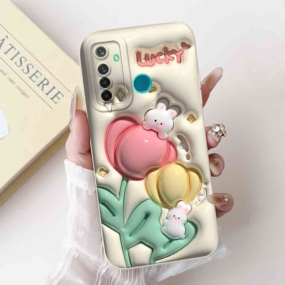 Für Realme 5 Pro Hülle Niedliche Panda-Blumen-Abdeckungen Weiche Silikonhüllen Für Realme 5 Realme5 Pro Stoßfeste Rückseite Fundas