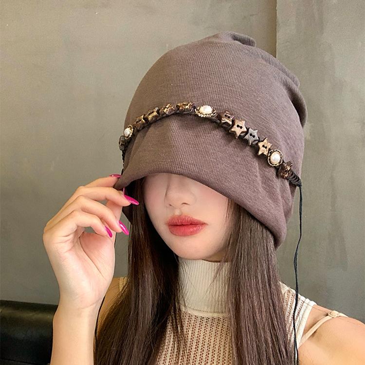 Autumn and Winter Hats Women's Pentagram Headgear Retro Big Brim Cold Hat