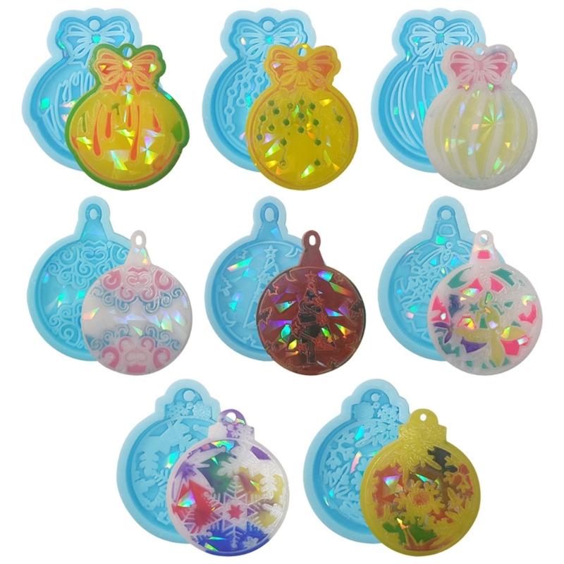 DIY Light and Shadow Keychain Christmas Silicone Epoxy Mold DIY Ornaments Pendant Crafting Mould for Valentine Gift