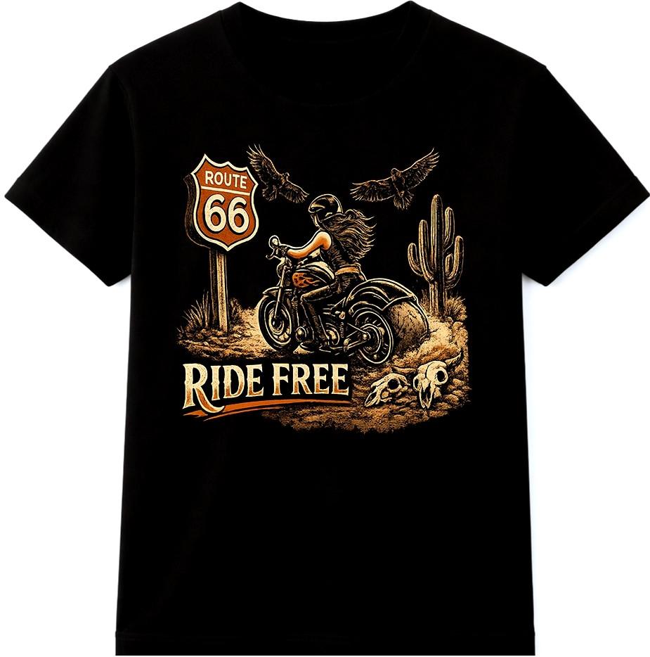 Route 66 Biker T Shirt Motorcycle Rider Vintage Road Trip Graphic Tee Mens Women S разноцветный