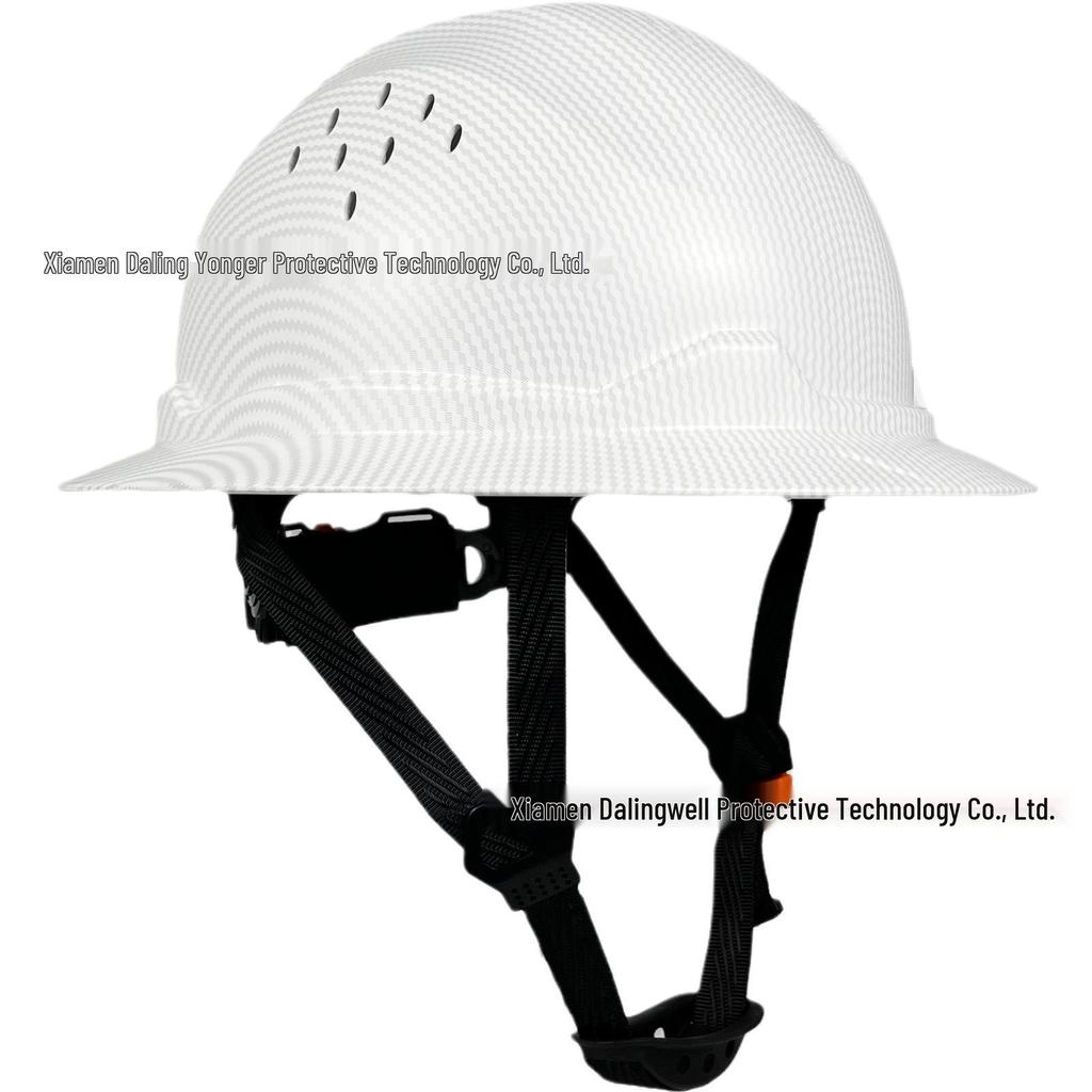CE Carbon Fiber Wide Brim Safety Helmet with Sun Protection and Anti-Smash Features