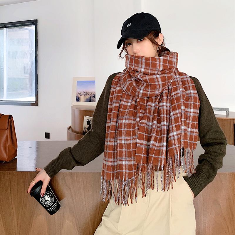 

Осень и зима новый двухсторонний утолщенный теплый искусственный кашемировый шарф шаль для сохранения тепла плащ внешний наряд 70*200cm