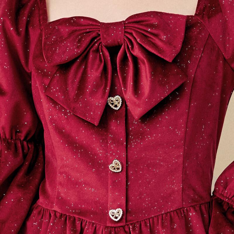 UNIFREE French Velvet Backless A-Line Dress