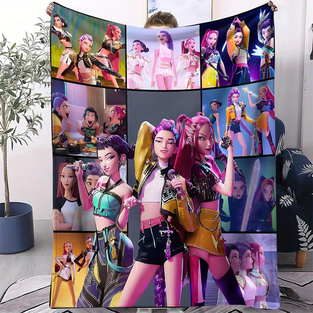 K-Pop Demon Hunters Blanket Hot Anime Flannel Blanket Fan Gift Suitable for Home Leisure Camping Travel Multifunctional Blanket