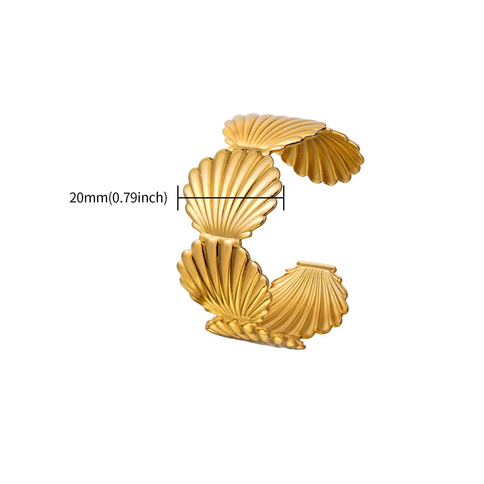 

JUSTOP Retro Wide Stainless Steel Gold Open Flower Leaf Bracelet