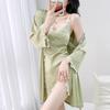 New Ice Silk Thin Summer Sexy Two-piece Nightgown Nightgown Large Size Internet Celebrity Senior Sense Can Be Worn Outside Loungewear