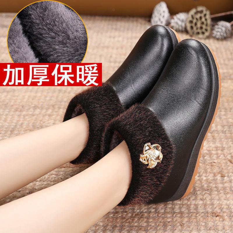 2025 Winter Warm Cotton Shoes Elderly Shoes Large Size Women's Shoes Mother Shoes Grandma Shoes Fashion Versatile Cotton Boots Walking Shoes