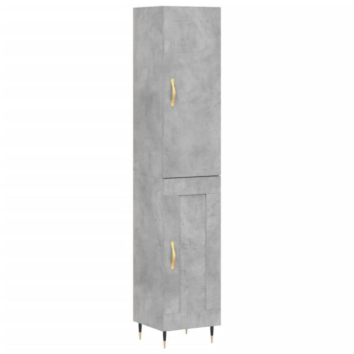 VidaXL Buffet haut Gris béton 34,5x34x180 cm Bois d'ingénierie 3199093