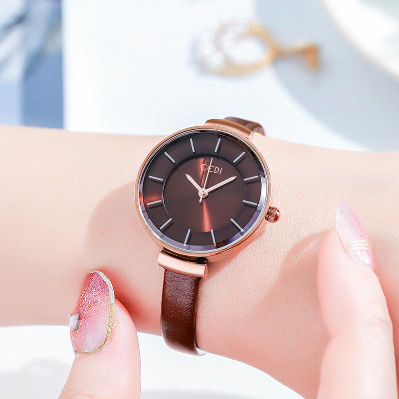 Light Luxury Simple Large Plate Women'S Watch High Value Double-Sided Fine Belt Quartz Belt Waterproof Watch
