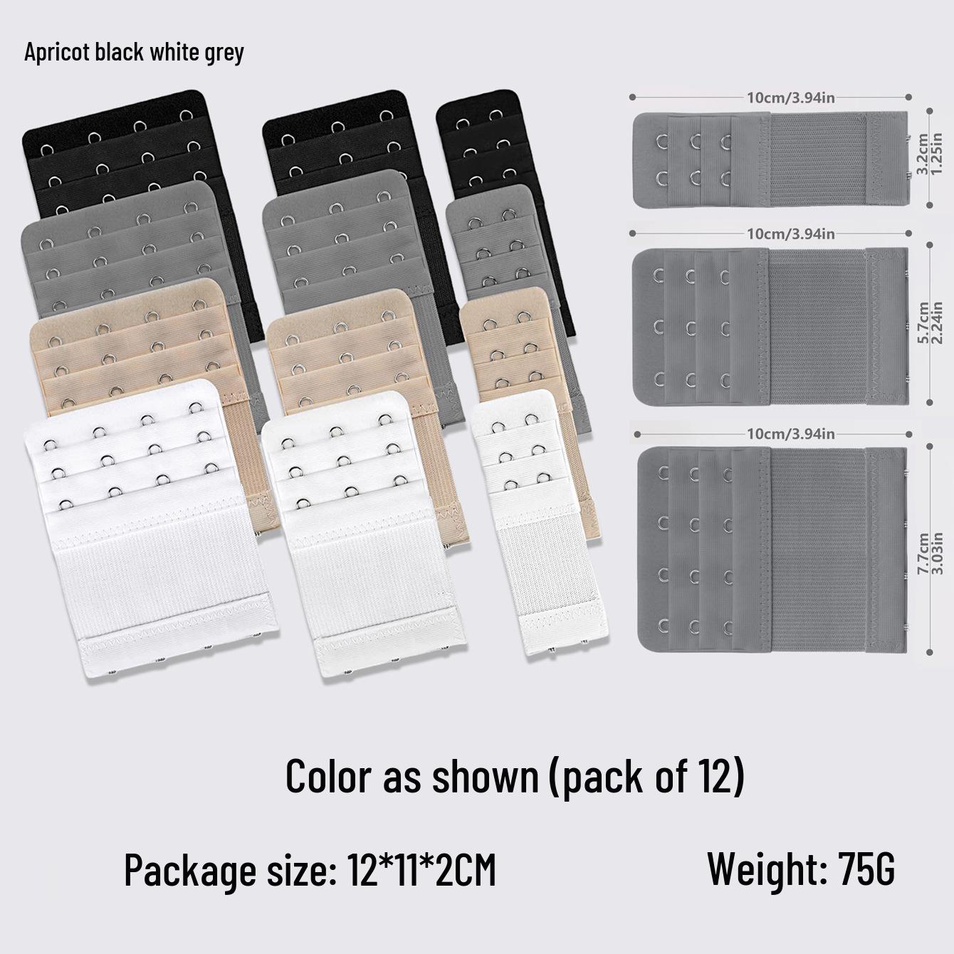 

Набор эластичных удлинителей для бюстгальтера из 12 штук - 2, 3 или 4 крючка One Size