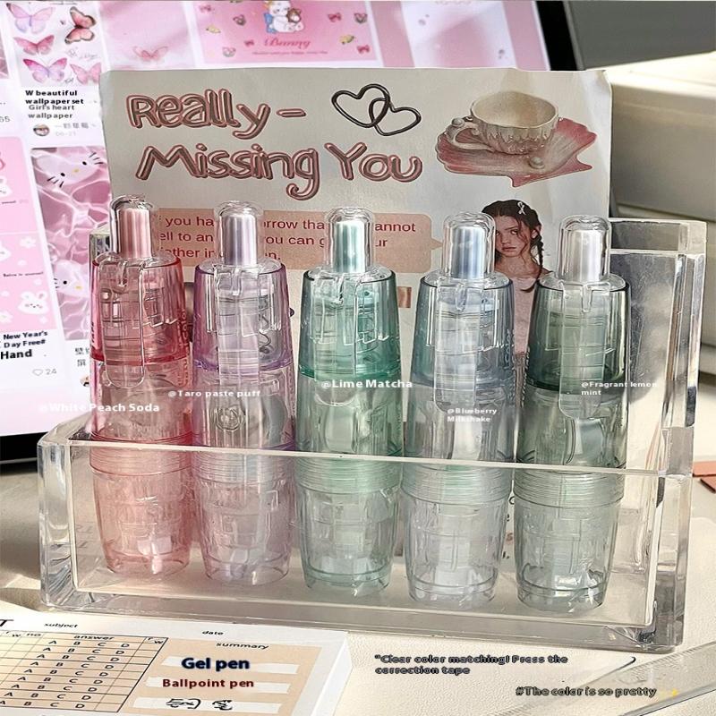 360 Degree Rotating Correction Tape Press Type Refillable White Out Correction Pen Style Replaceable Core Student Corrector