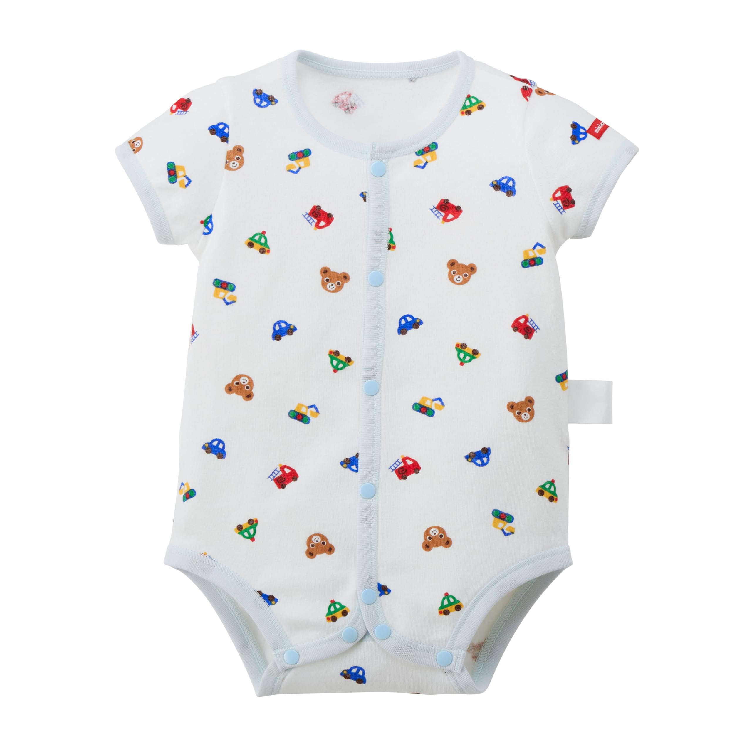

MIKI HOUSE Short Sleeve Baby Undershirt, All-Over Print, 100% Cotton, Made in Japan, for Boys and Girls, Newborns, 70cm, Blue, 40-1526-143