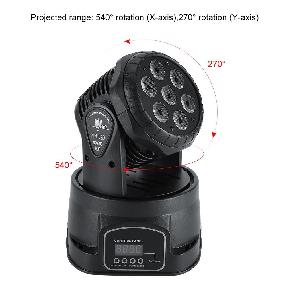7LED RGBW Moving Head Stage Disco Light DMX512 Sound Activated Effect Lights