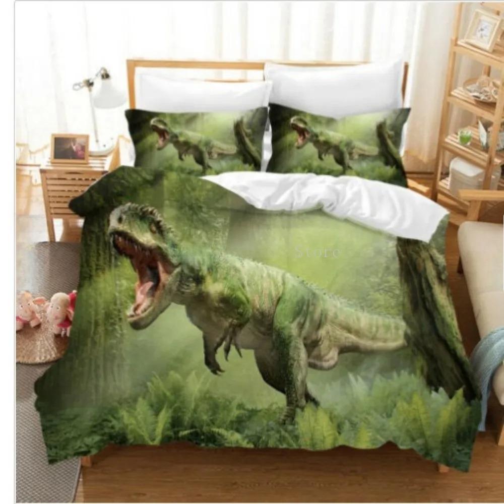 Rode Beddengoedset Cartoon Hometextiel Voor Kinderen Bedset Dekbedovertrek Slaapkamerset Queen Dinosaurus 2/3-delig Microvezel Dekbedovertrek 90x200cm