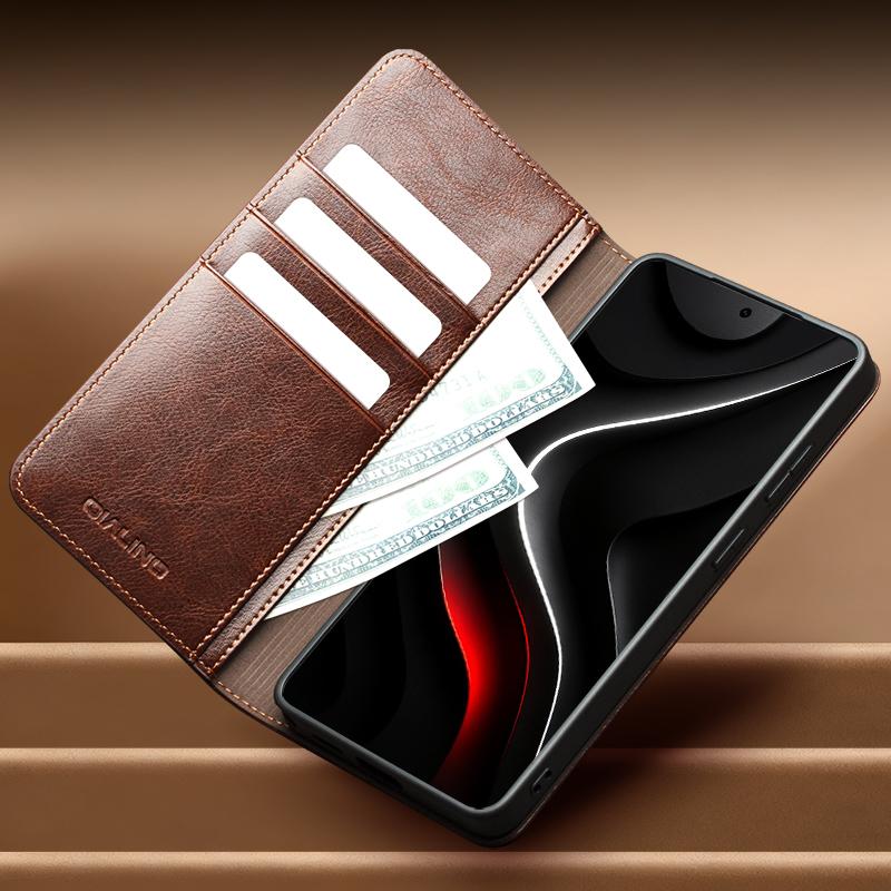 Genuine Leather Phone Case for Samsung S26+ Plus 5G Business Style Fashion Luxury with Card Slots Cover for S26 Ultra 5G