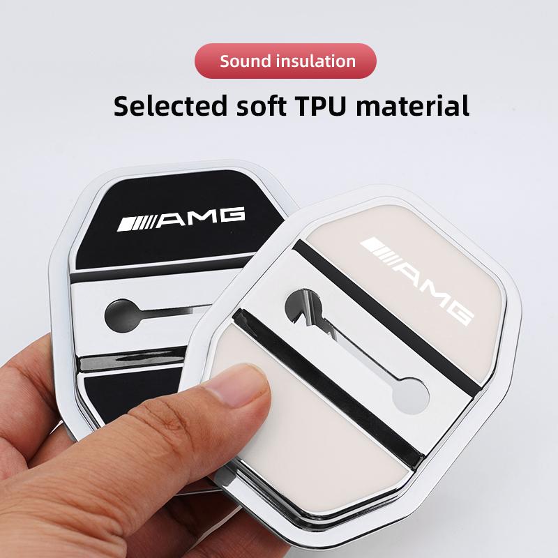 4pcs Silicone Car Door Lock Buckle Protector Cover For Mercedes Benz AMG A B C E G CLA W211 W203 W204 C260 E300L A200L GLC300 CL