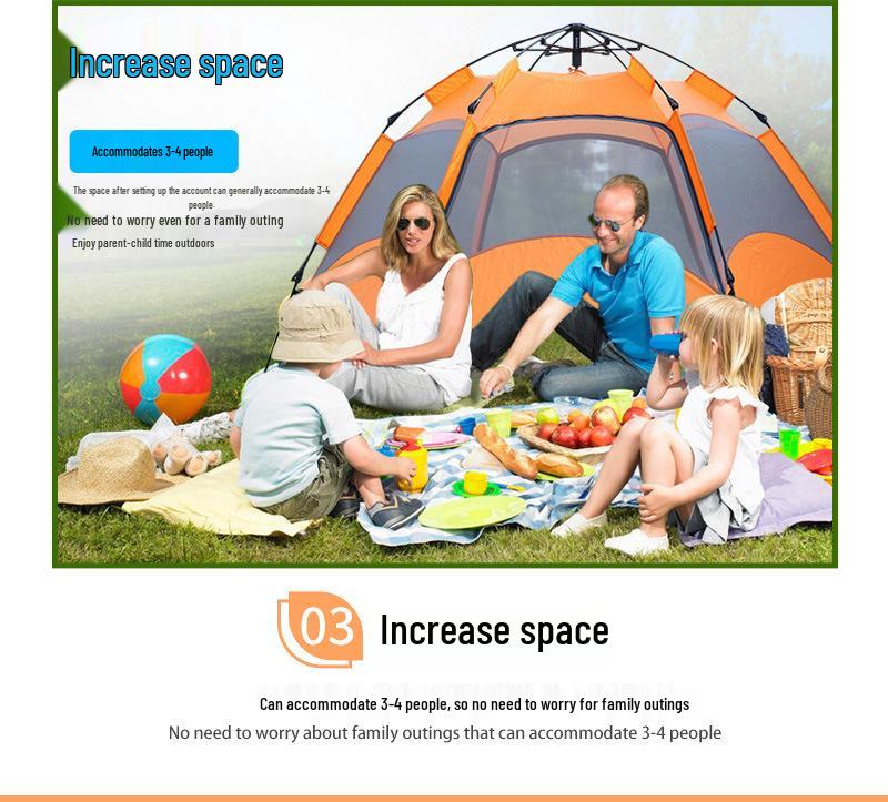 Hexagonal Double-Layer Camping Tent: Quick-Open, Portable, Windproof & Waterproof