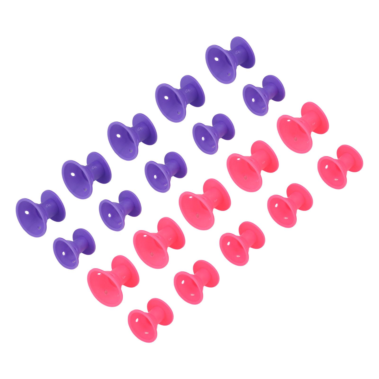 

20 шт. Бытовые портативные силиконовые бигуди для волос, инструмент для укладки волос для женщин и девочек, фиолетовый, розовый