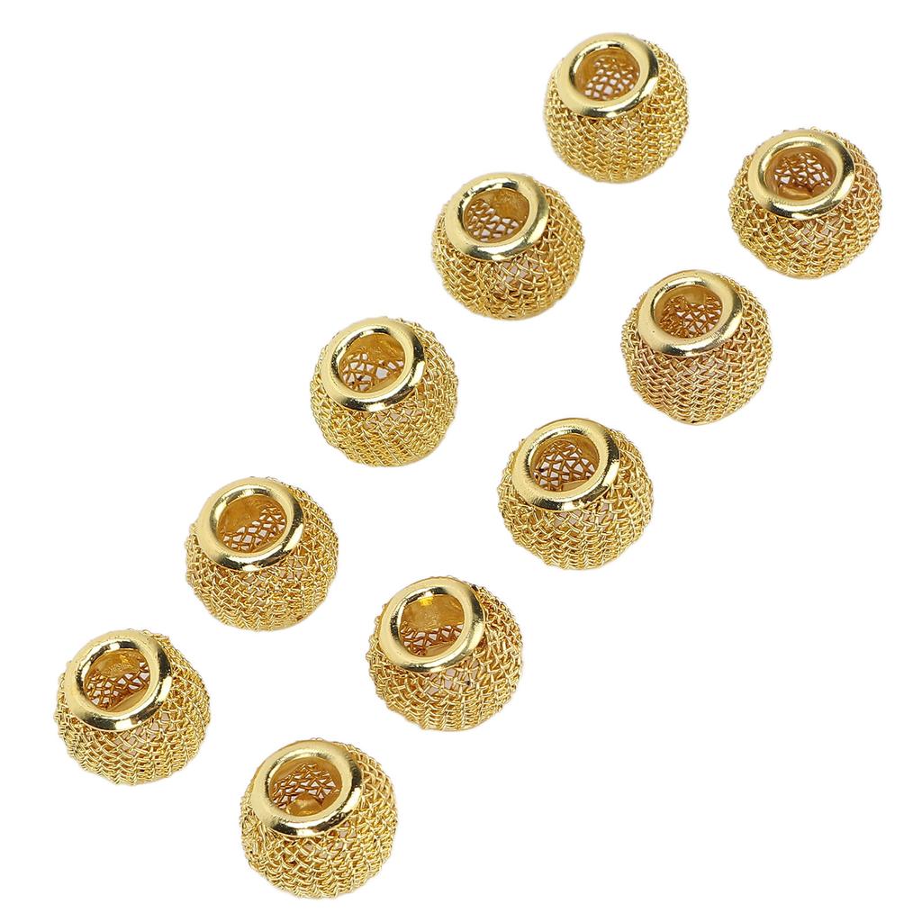10pcs Beard Beads Metal Hollow Quick Hair Beard Dreadlocks for Hair Braids ExtensionsGold