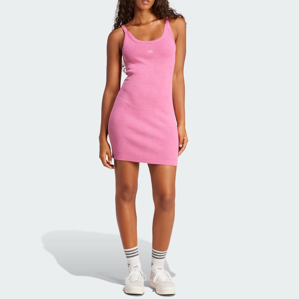 Adidas Originals Ribbed Mini Sports Comfortable Slim Fit Simple Cami Dress Women Dresses Bright-Purple Red JI5750