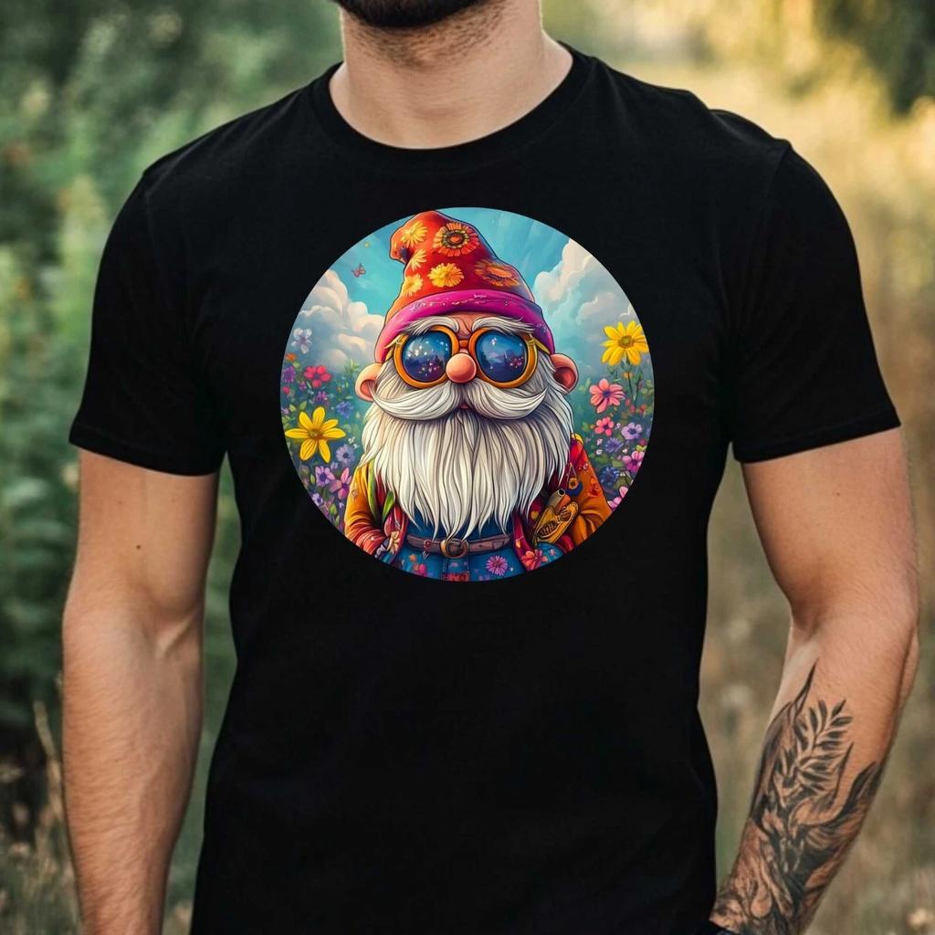 T-Shirt Herren Hippie Gnom Motiv Baumwolle Größe XS bis 5XL