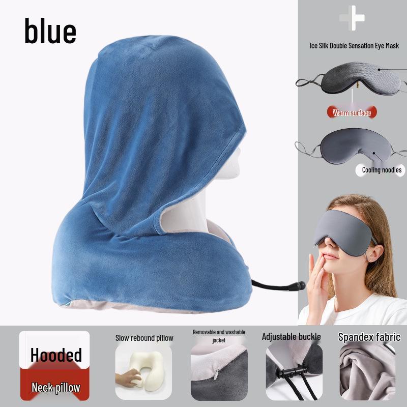 Reise U-förmiges Nackenkissen mit Kapuze aus Memory-Schaum zum Schlafen