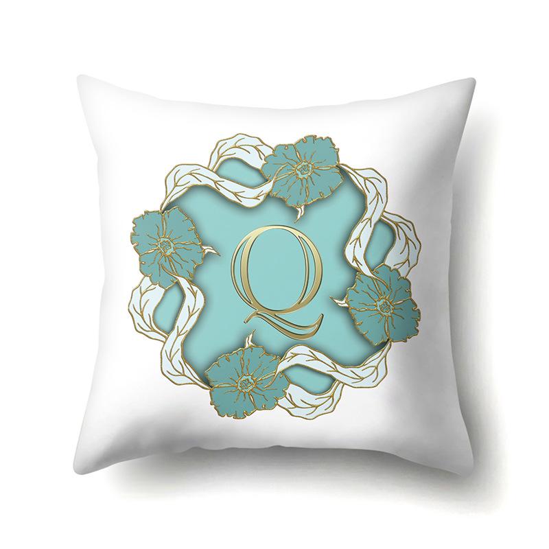 Polyester Pillowcase Home Decoration Gold Printed Pillowcase 26 English Letters Bedside Cushion Cover