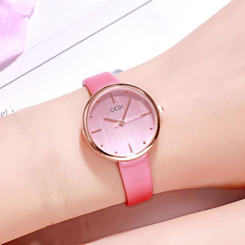 Student Women'S Watch Temperament Red Versatile Belt Female Watch Student With Quartz Watch