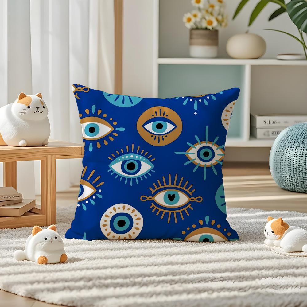 Custom EEvil Eye Luxury Pillow Case Silky elegant Comfort Sofa Bed Invisible zipper
