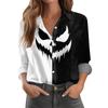 Women's Long Sleeve Button Down Shirt Casual Halloween Print Top Blouse