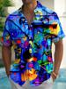 Camicia Hawaiana da Uomo Taglie Forti a Maniche Corte con Bottoni e Stampa Graffiti Astratta per le Vacanze, Taglia Grande