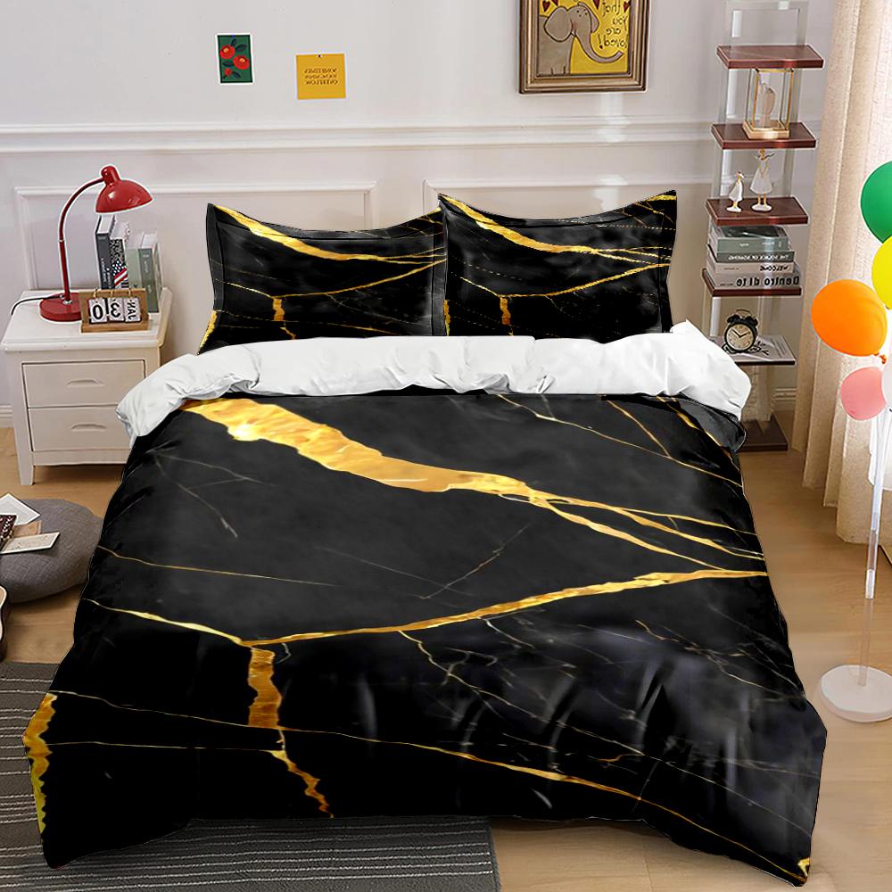 Black Marble Gold Bedding Bedding set (1 duvet cover, 2 pillowcases, duvet not included)