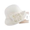 Hat Women's autumn and winter woolen hat British retro bowler hat Elegant and fashionable flower fashion hat Felt hat Trendy and casual