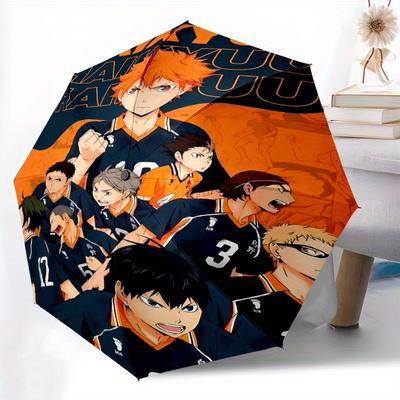 Haikyuu Automatisches Öffnungs- und Schließschirm Tragbarer 3-fach Kleiner Schirm für Männer und Frauen. C034