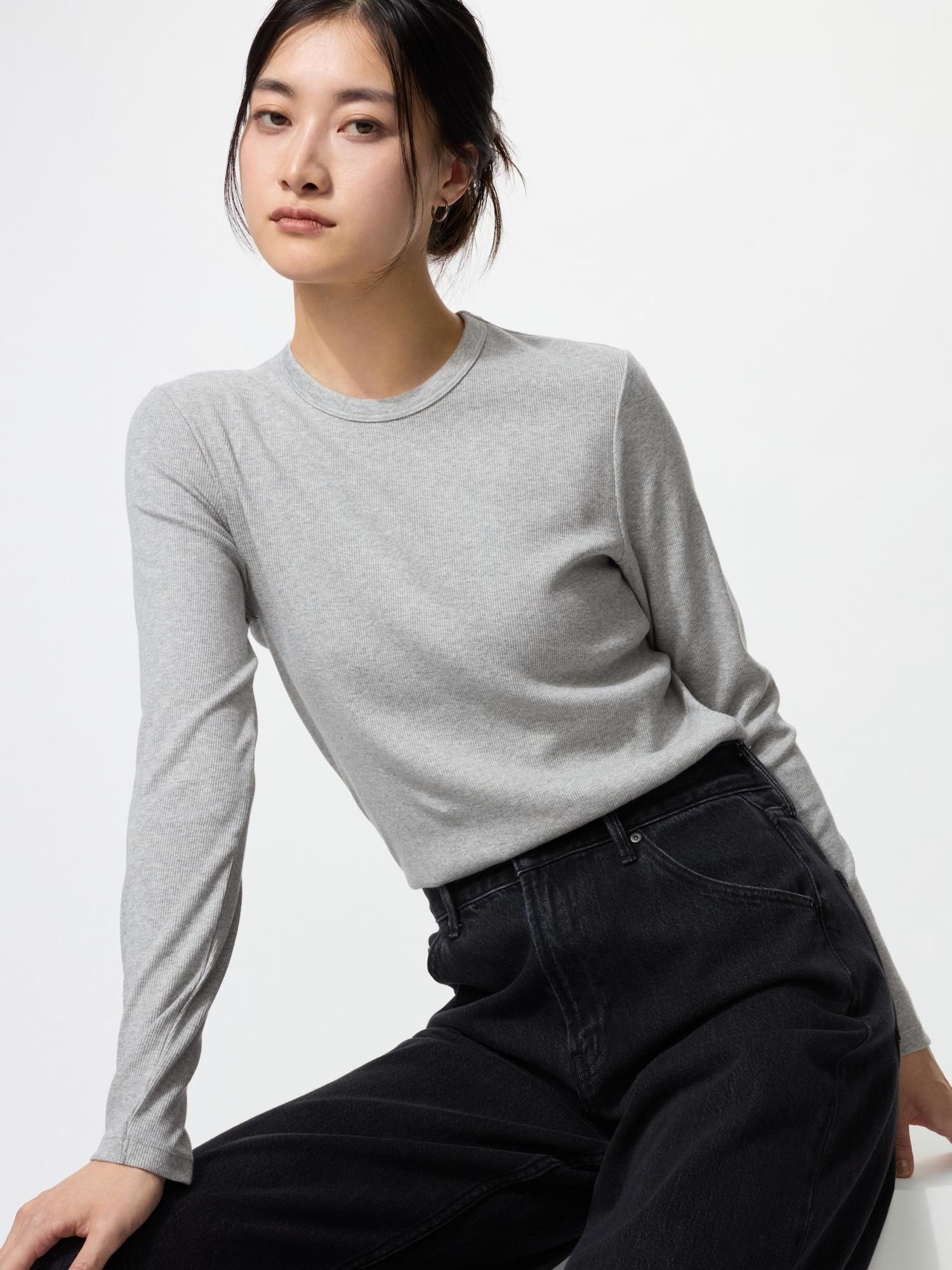 

Uniqlo Футболка с круглым вырезом Japan SofT Rib 03 GRAY/XS