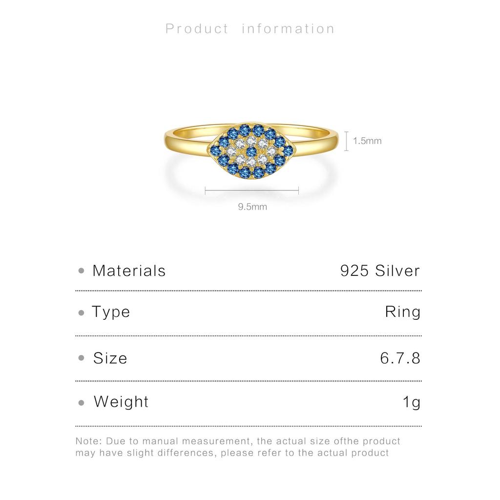 ANDYWEN Argint Sterling 925 Aur Galben Ochiul Diavolului Albastru Inel Norocos Pentru Femei Subțire Lux Pavé Zircon Modă Bijuterii Fine Cadou