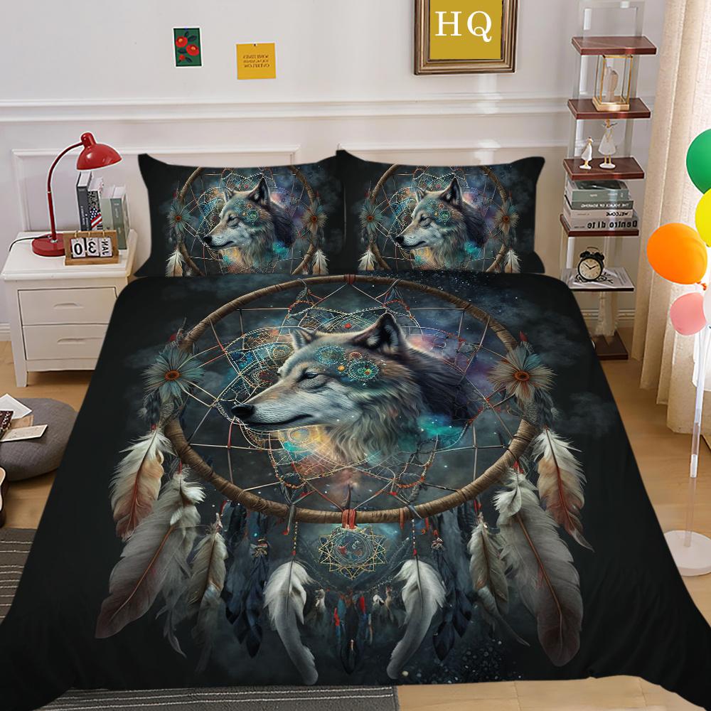 Bettbezüge, Wolf-Druck, Mikrofaser, Einzelbett-Bettwäsche-Set, Bezug für Kinder, weich, hochwertige Heimbettwäsche