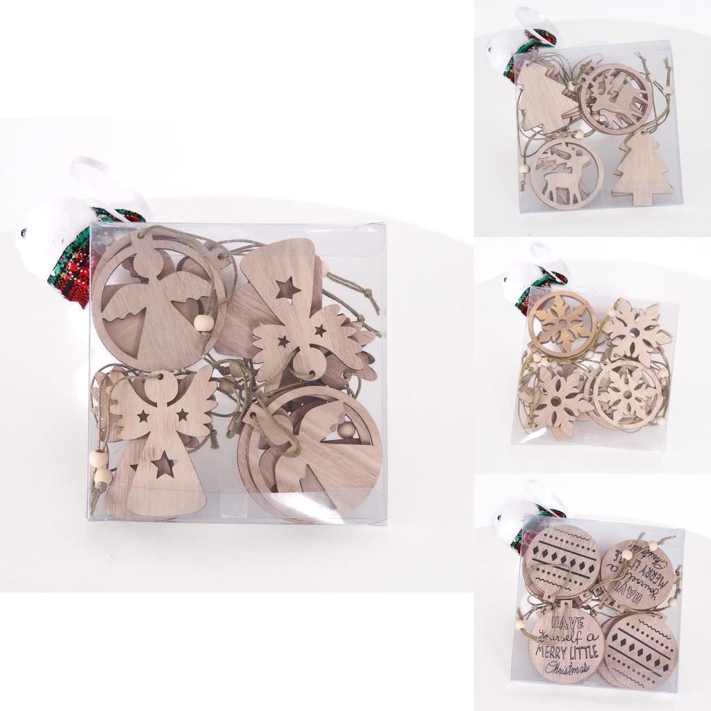 Wooden Christmas Elegant Ornaments Set With Intricate Hollow Designs For Festive Decor