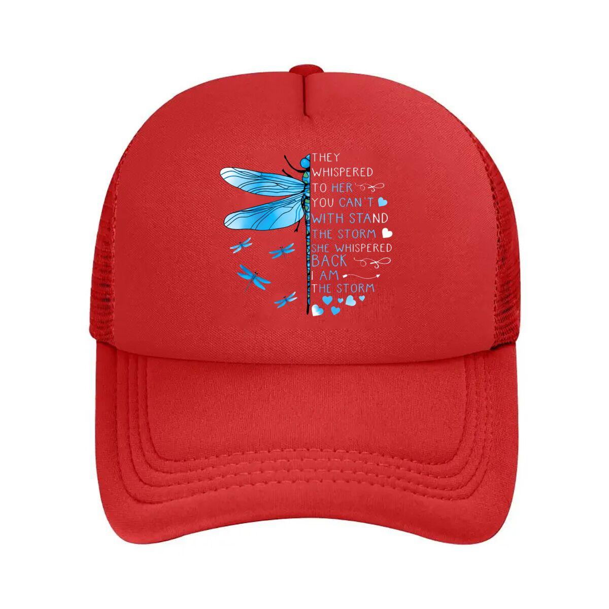 Blue Dragonfly Inspirational Storm Heart Mesh Baseball Cap Hip Hop Adjustable
