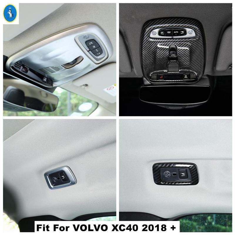 ABS Car Front + Rear Seat Roof Reading Lights Lamps Cover Trim For VOLVO XC40 2018 - 2025 Matte / Carbon Fiber Look Accessories