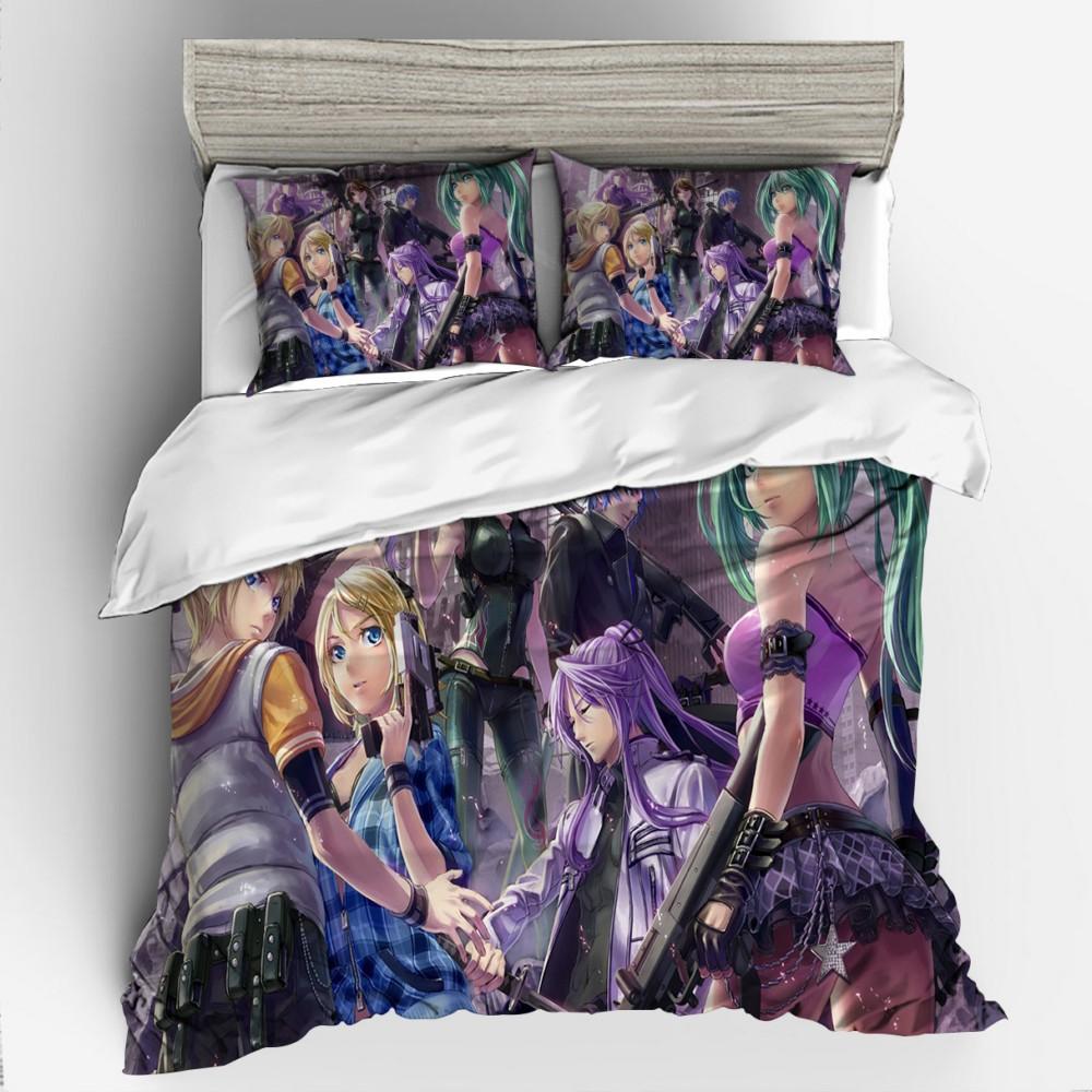 3D Digital Printing Animation Series Hatsune Quilt Cover Three-Piece Set Thickened