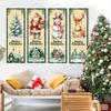 4Pcs Christmas Banners Porch Signs Decor Xmas Hanging Banner Backdrop Decorations Christmas Tree Santa Snowman Elk Hanging