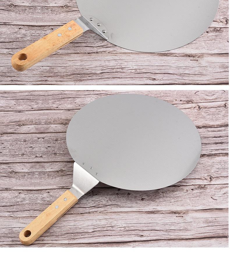 Stainless Steel Pizza Peel with Wooden Handle - Kitchen Baking Tool