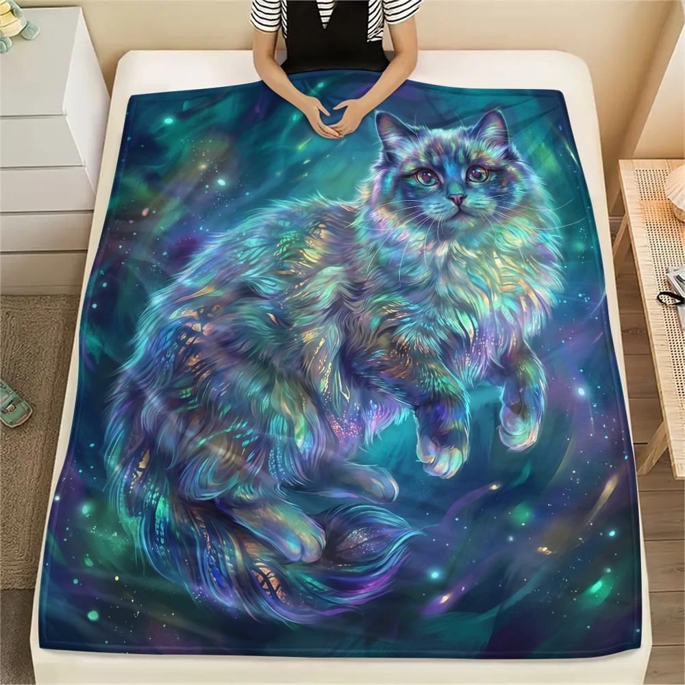 Blue green puppy goat Print Flannel Blanket,High quality Comfortable for All Seasons,Home Decor,Warmth and Comfort,Perfect for Christmas Gifts