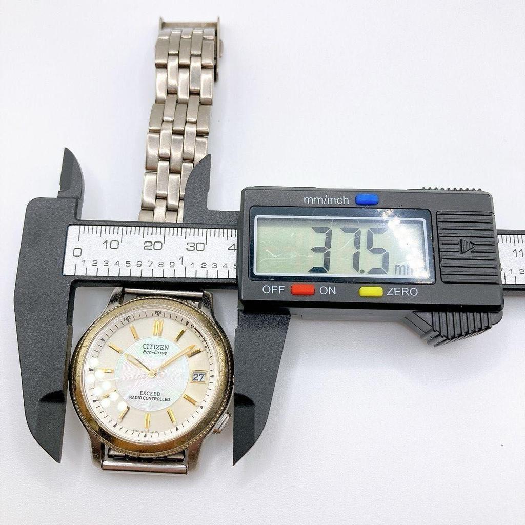 Used 383 CITIZEN EXCEED Men's Watch Mother-of-pearl Radio Solar Eco-Drive (Reason for Discount)